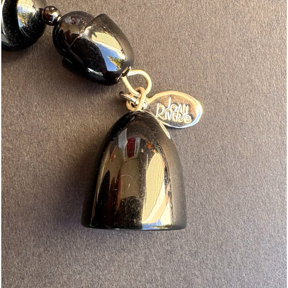 Vintage Joan Rivers Acrylic Lucite Cutout Green & Black Necklace Unique Rare 36" - Picture 7 of 8